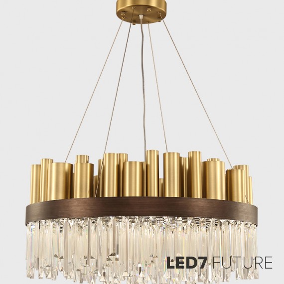 Loft Industry Modern - Gold Tubes & Glass Chandelier